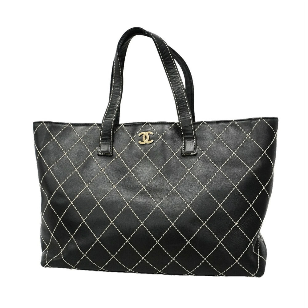 Chanel Tote Bag, Wild Stitch Leather, Black, Women's